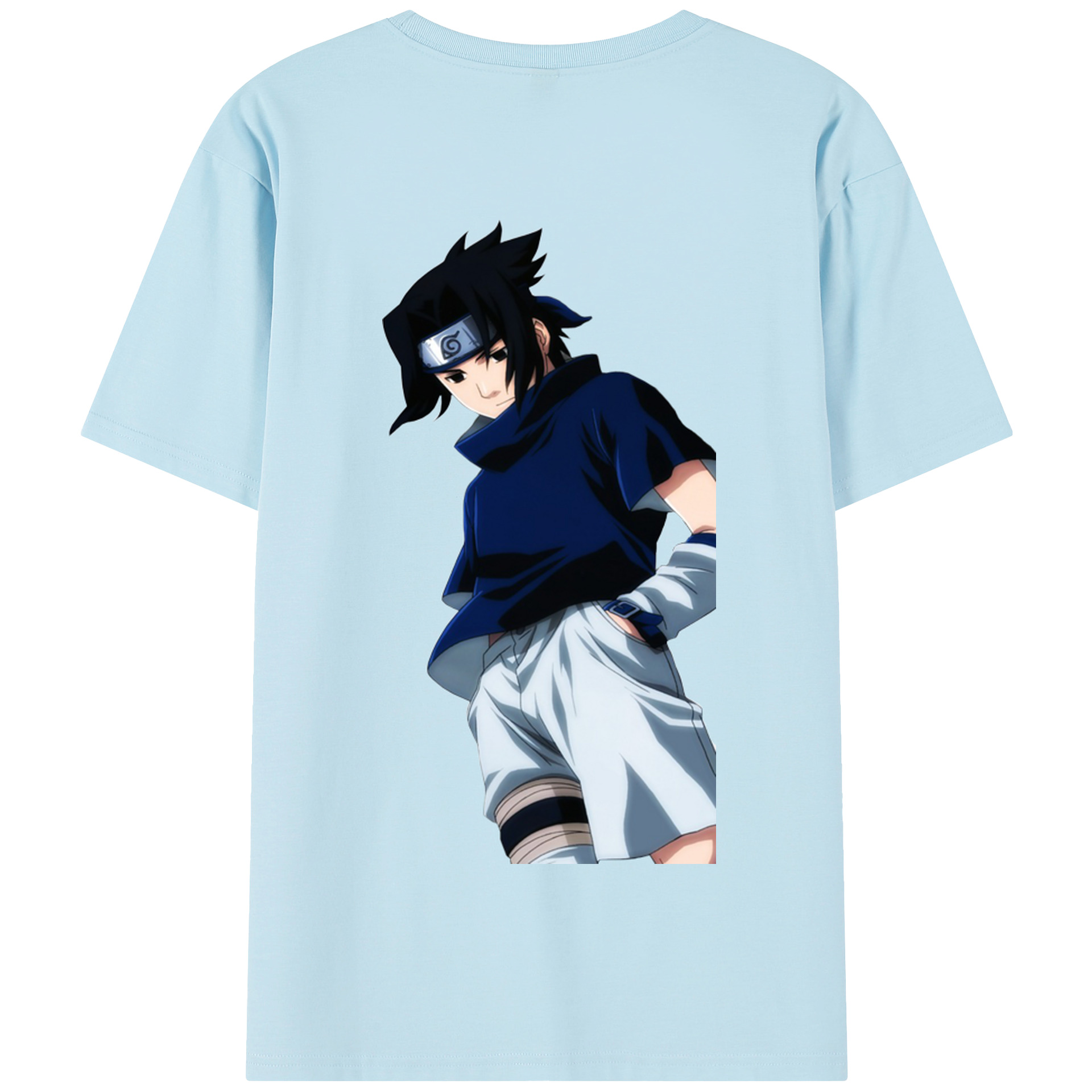 （画像用） NARUTO -ナルト- うちは サスケ Uchiha Sasuke 綿100％半袖Tシャツ（背面プリント）